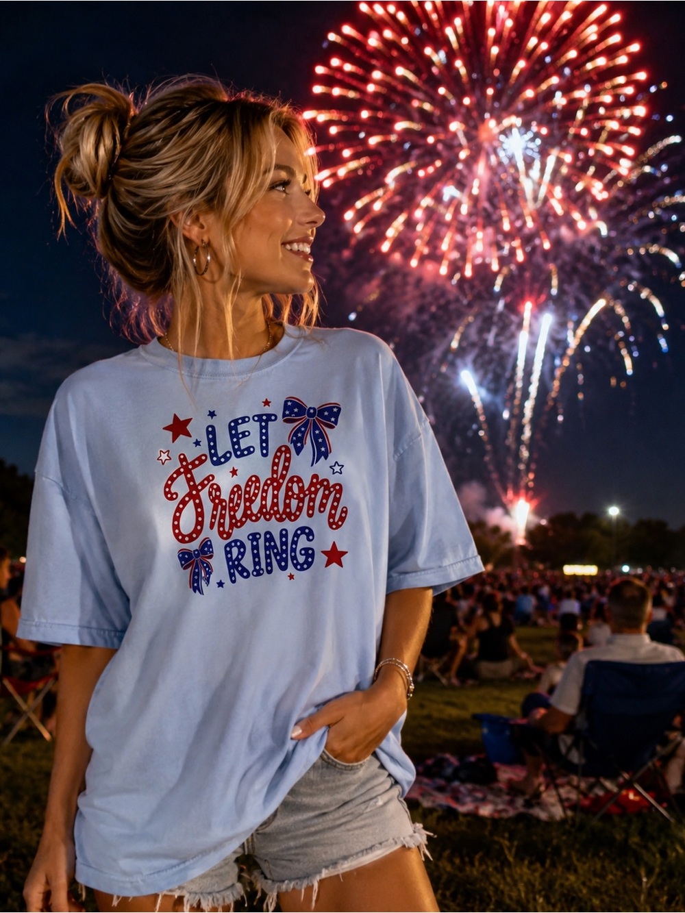 Comfort Colors Light Blue "Let Freedom Ring" Graphic Tee